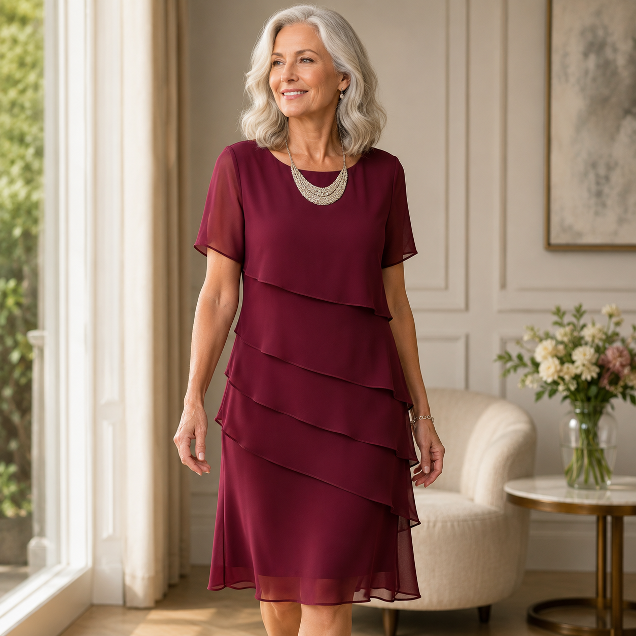 LINDA | ELEGANT COMFORT RUFFLE DRESS