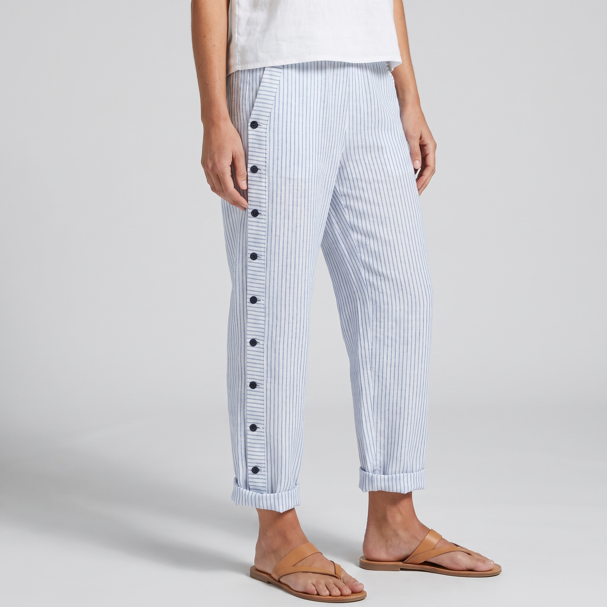 TESS | STRIPED PANEL BUTTON TROUSERS