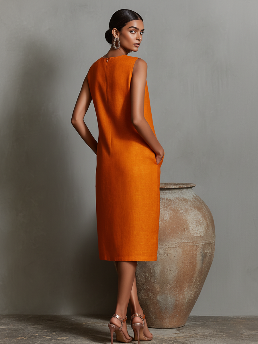 MAUREEN™ | MIDI DRESS WITH POCKETS